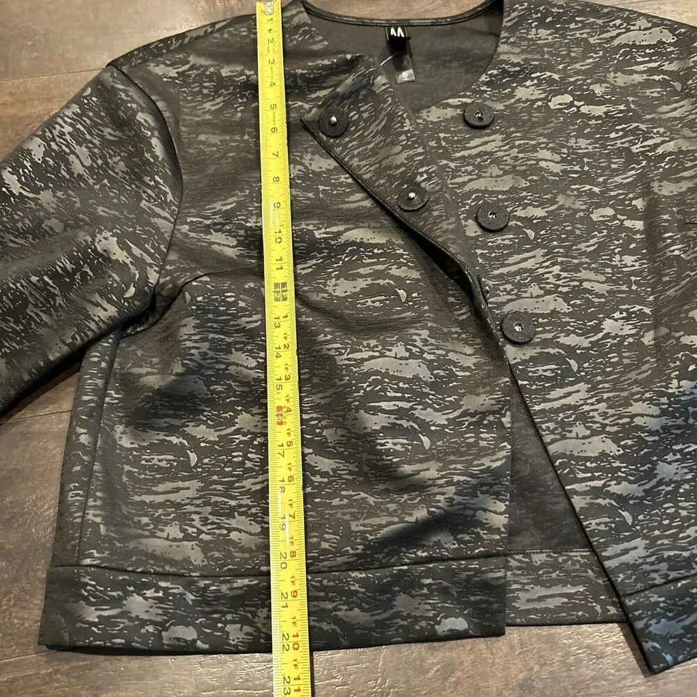Marla Wynne Textured Jacquard Women’s Kimono Jacket size XL Black Collarless